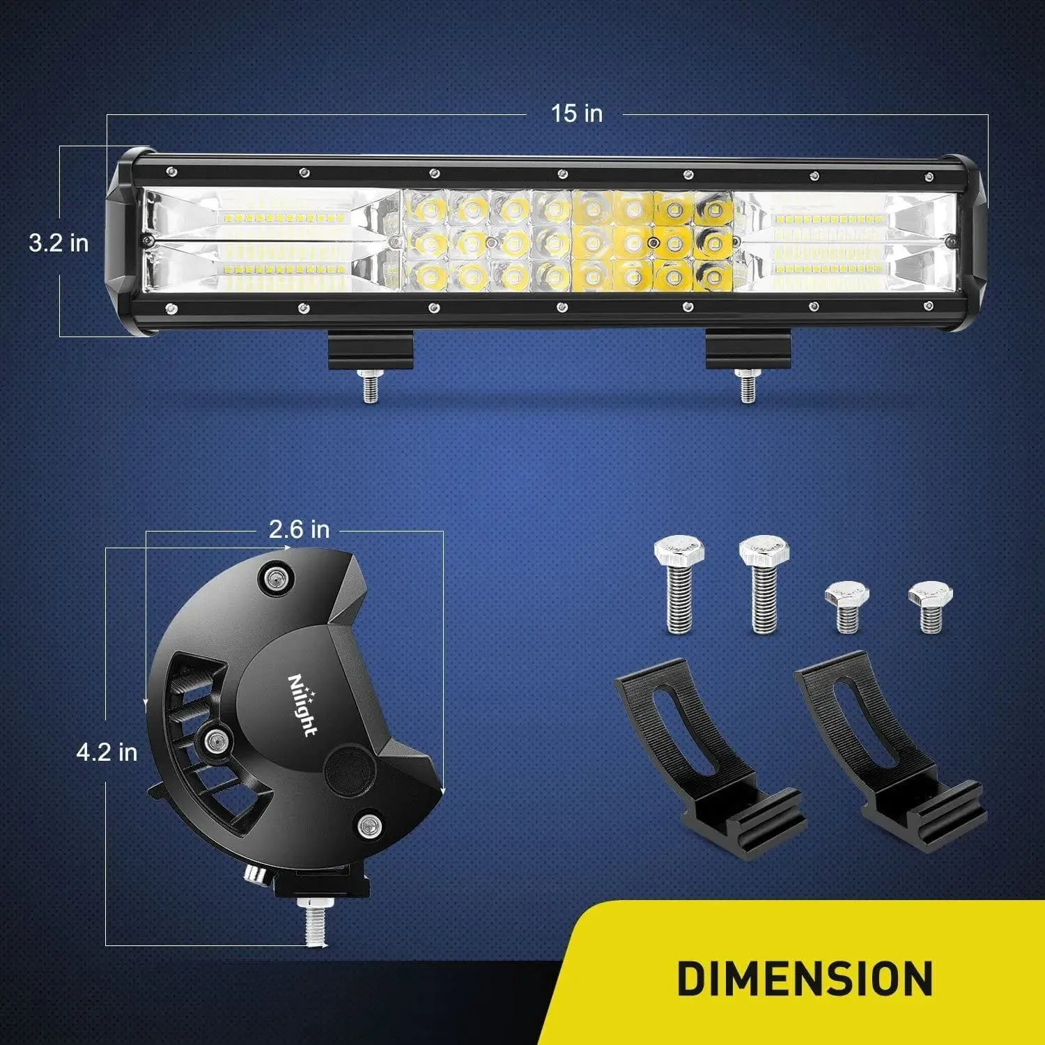 15 Inch 216W 21600LM Triple Row Spot Flood Led Light Bar