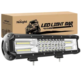 15 Inch 216W 21600LM Triple Row Spot Flood Led Light Bar
