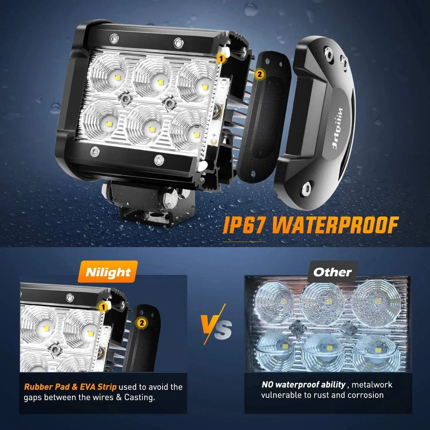 4 Inch 18W 1260LM Flood Led Pods (Pair)