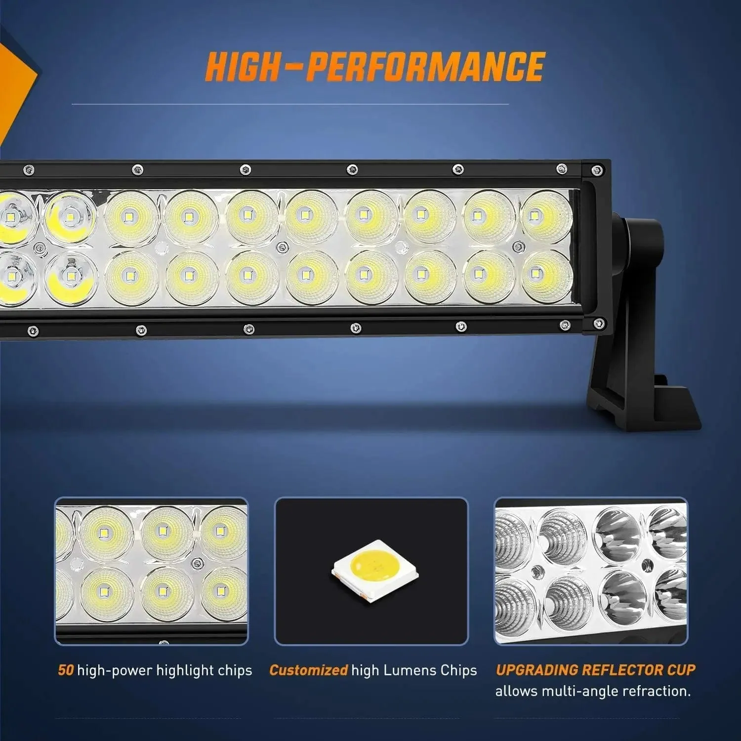 52 Inch Double Row Spot Flood LED Light Bar | 4 Inch 18W Spot LED Pods (Pair) | 16AWG Wire 3Pin Switch | Windshield Frame Mount on Wrangler JK 2007-2017