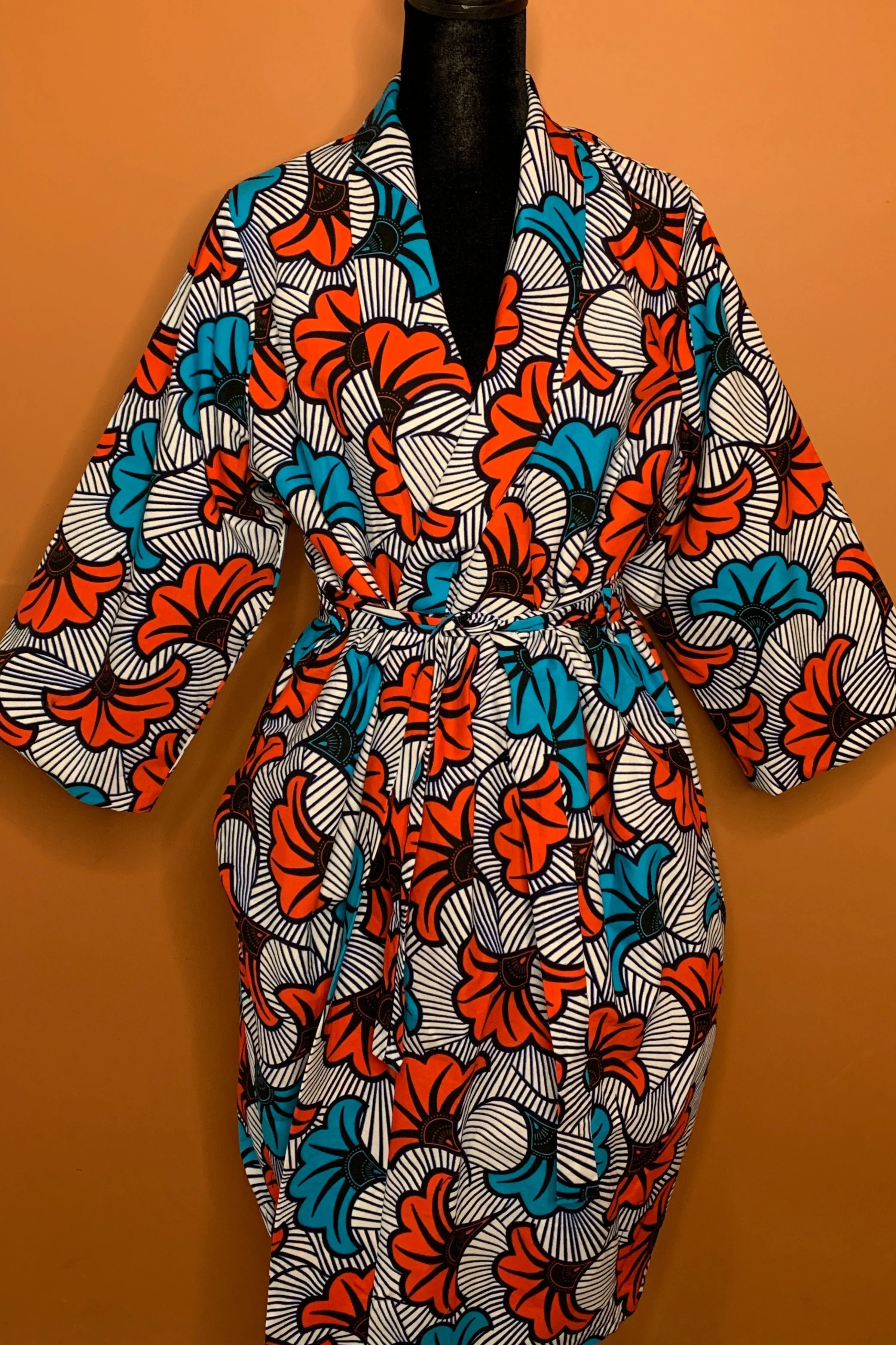 Akua African Print Satin Robe