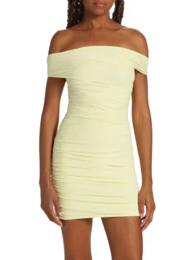 Alexander Wang Off Shoulder Bandage Mini Dress in Light Yellow