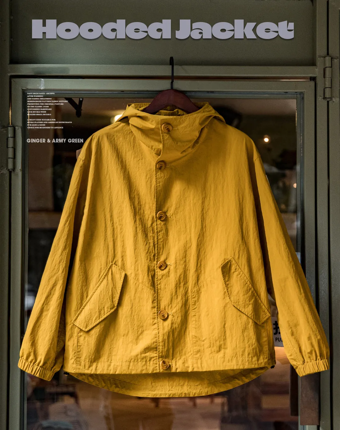 American Retro Pleated Thin Hooded Texture Outdoor Men's Jacket