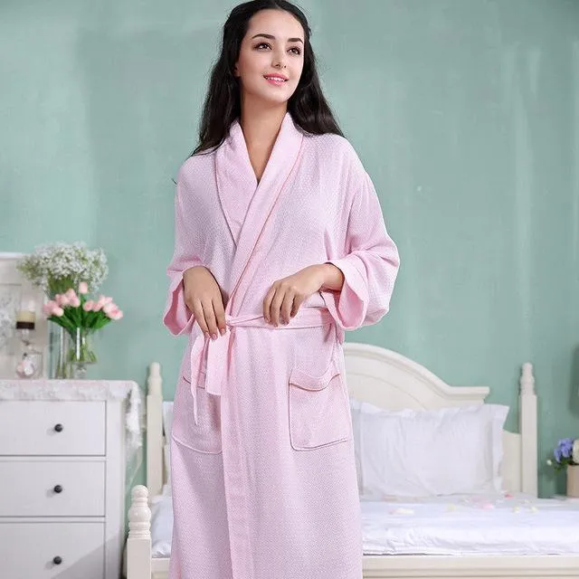 Bamboo fiber bathrobe men nightgown  XL women sleepwear girls boys fleece lovers long soft blue spring summer autumn