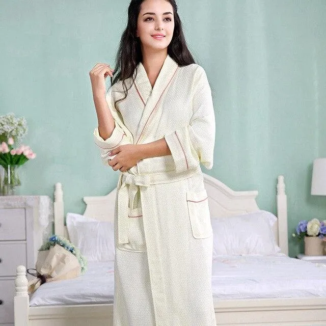 Bamboo fiber bathrobe men nightgown  XL women sleepwear girls boys fleece lovers long soft blue spring summer autumn