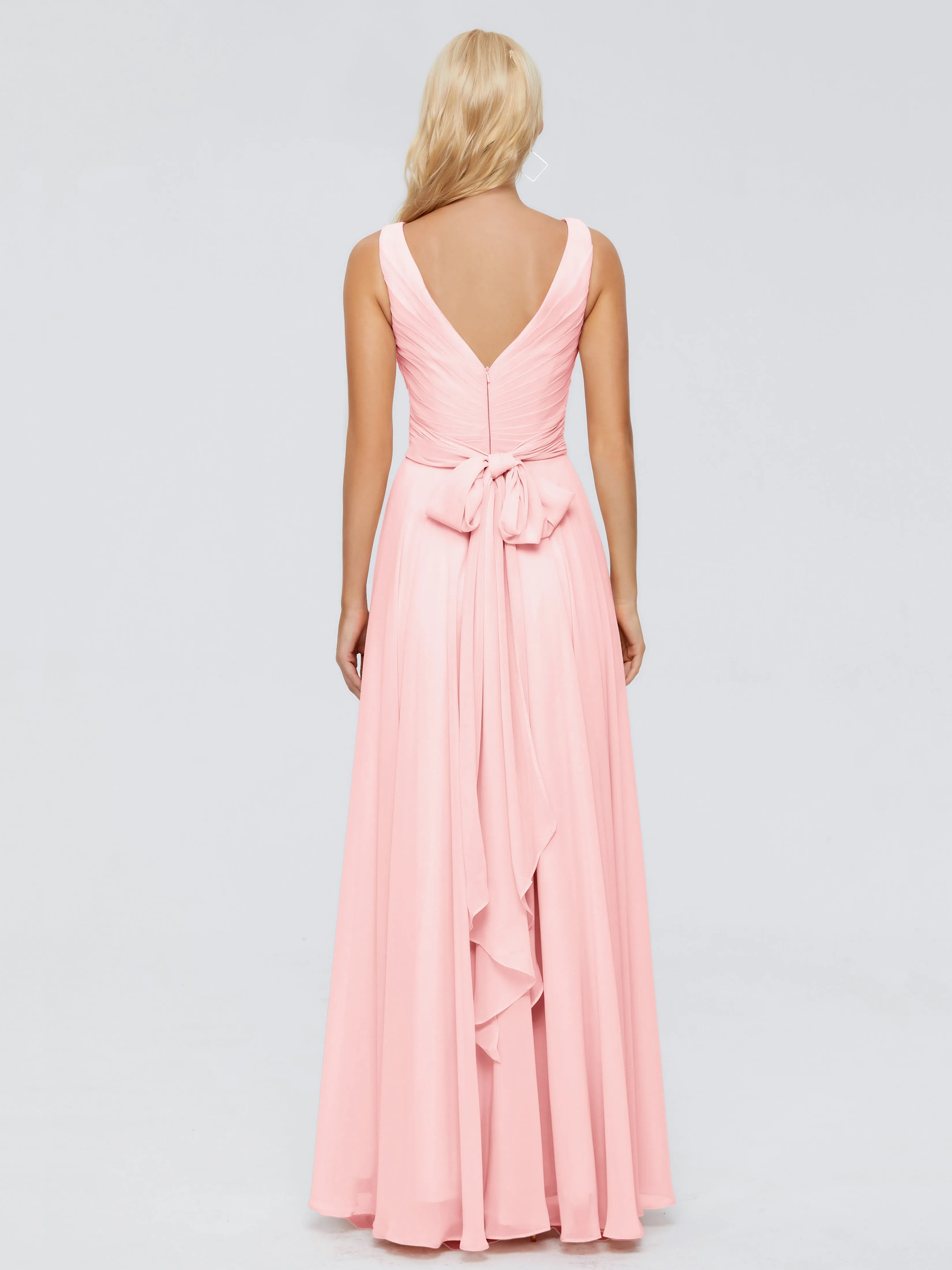 Blush Bridesmaid Gorgeous Chiffon Off The Shoulder Long Bridesmaid Dresses
