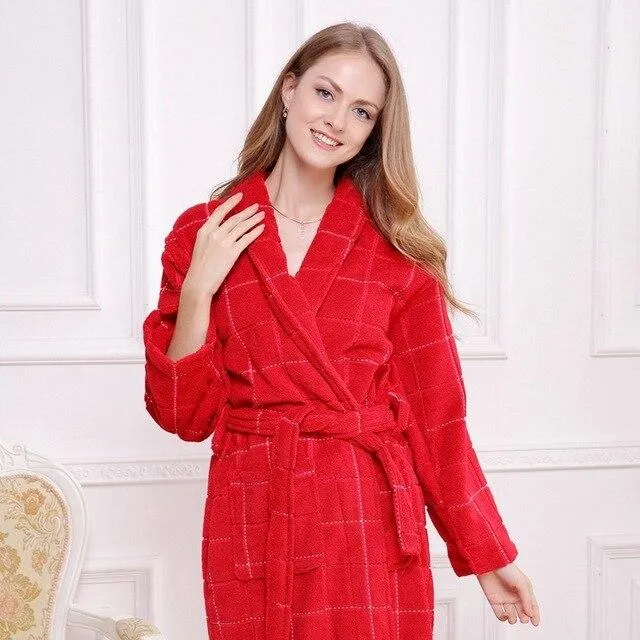Cotton bathrobe men nightgown  XL women pajamas long thick soft  blanket towel fleece robe home hotel summer winter
