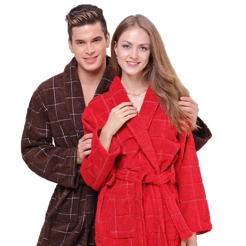 Cotton bathrobe men nightgown  XL women pajamas long thick soft  blanket towel fleece robe home hotel summer winter