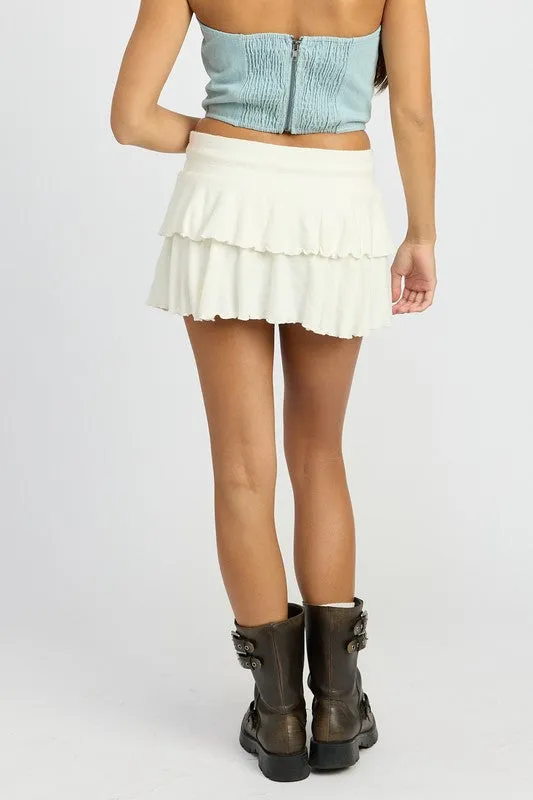 Cute Tiered Ruffle Mini Fashion Skirt Short Skort