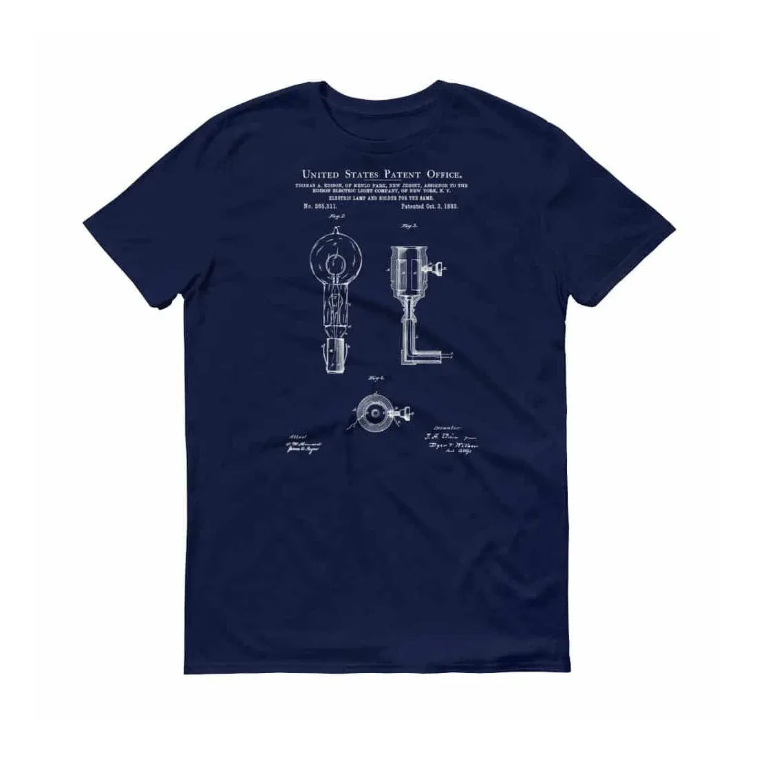 Edison 1882 Electric Lamp Patent T-Shirt - Edison T-Shirt, Edison Lamp, Edison Patent,  Old Patent T-shirt, Light Bulb T-Shirt, Lamp T-Shirt