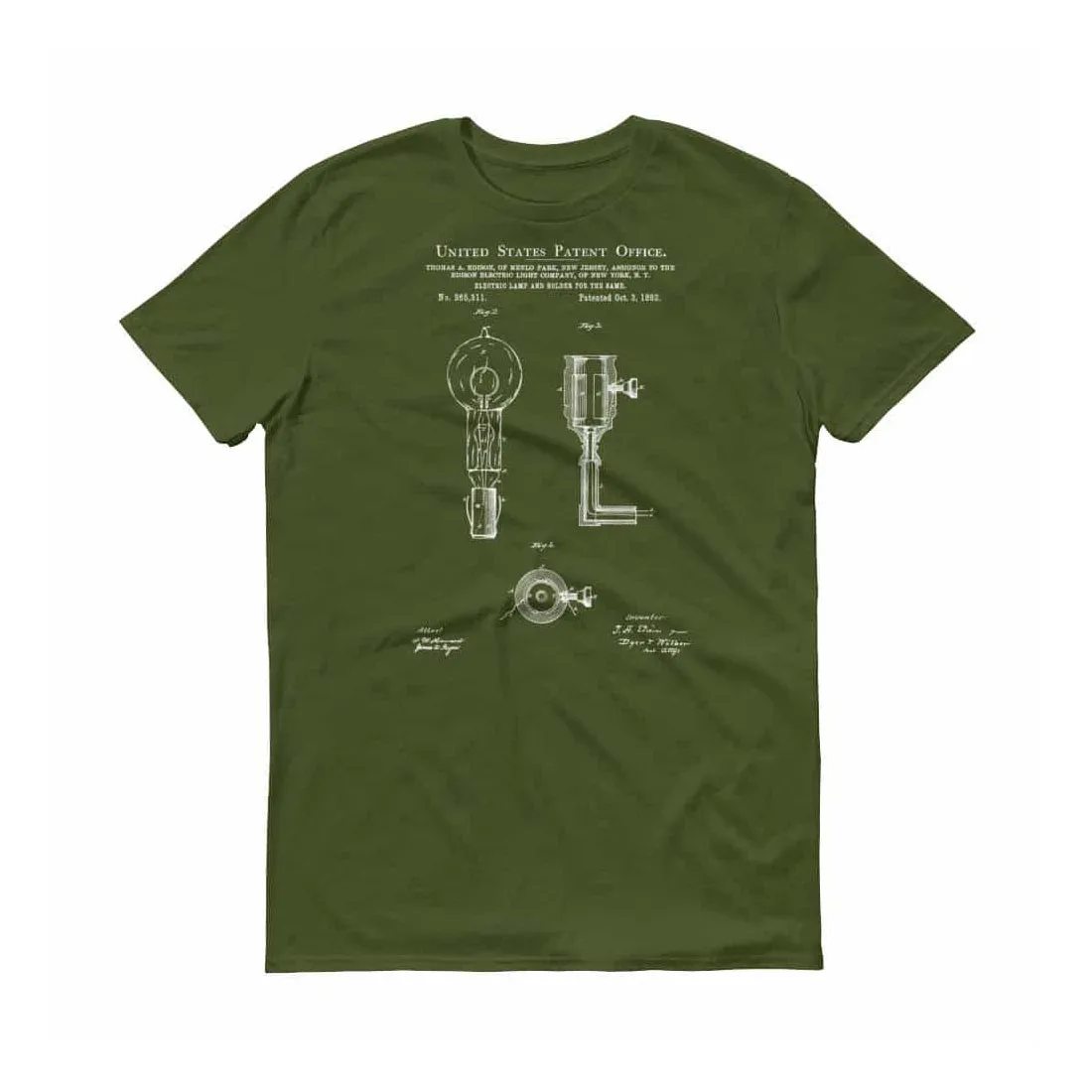 Edison 1882 Electric Lamp Patent T-Shirt - Edison T-Shirt, Edison Lamp, Edison Patent,  Old Patent T-shirt, Light Bulb T-Shirt, Lamp T-Shirt