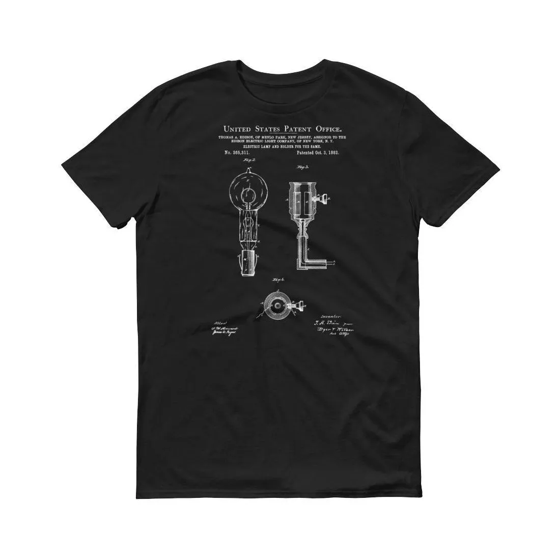 Edison 1882 Electric Lamp Patent T-Shirt - Edison T-Shirt, Edison Lamp, Edison Patent,  Old Patent T-shirt, Light Bulb T-Shirt, Lamp T-Shirt