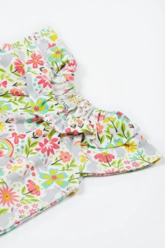 Frugi Peony Playsuit - Soft White/Bunny Bounce