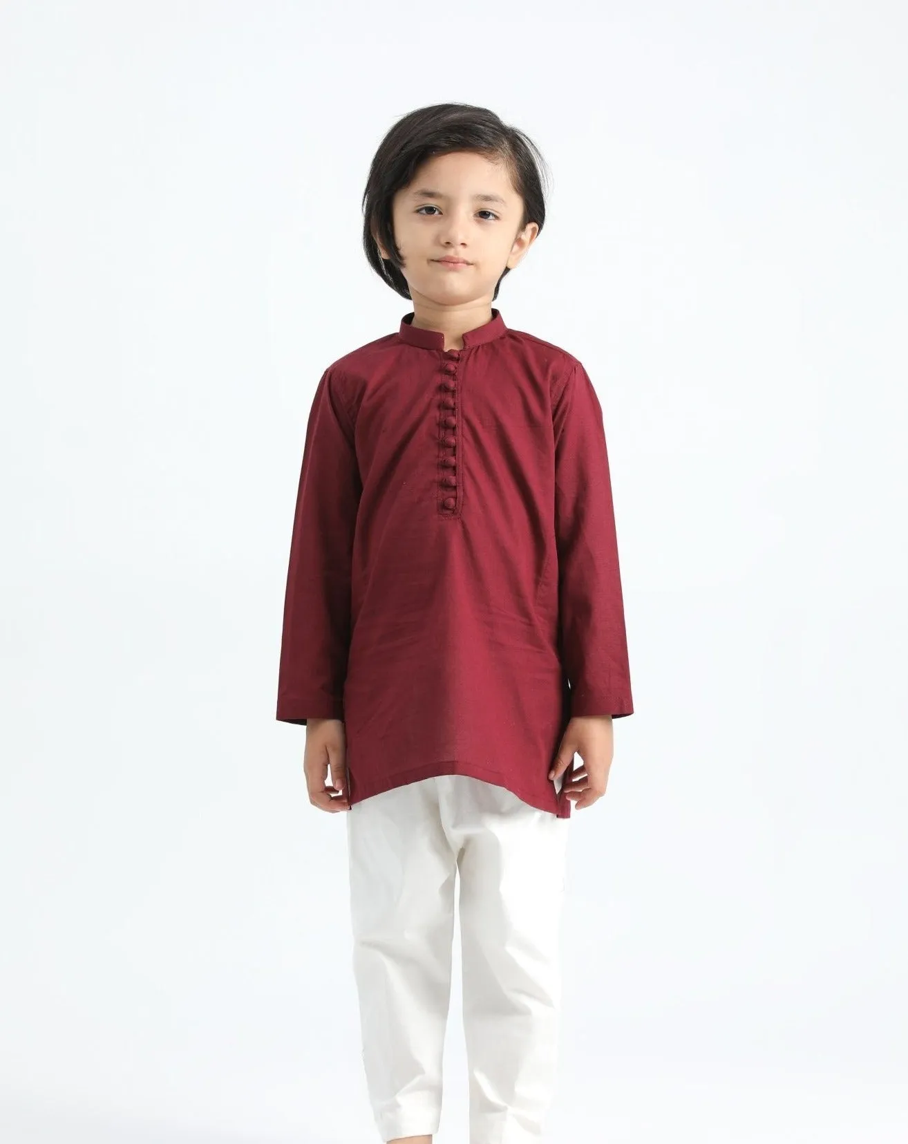 Maroon Cotton Kurta Trouser - Kids