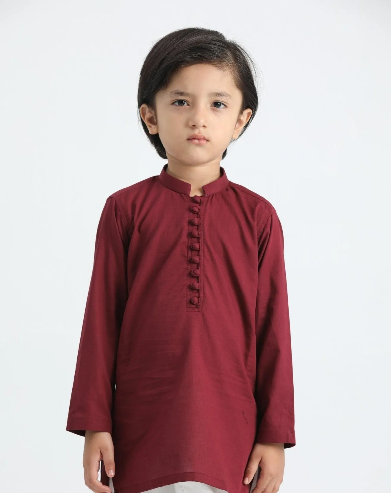 Maroon Cotton Kurta Trouser - Kids