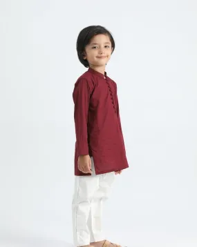 Maroon Cotton Kurta Trouser - Kids