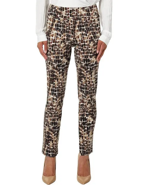 Pull-On Ankle Pants - Brown Reptile