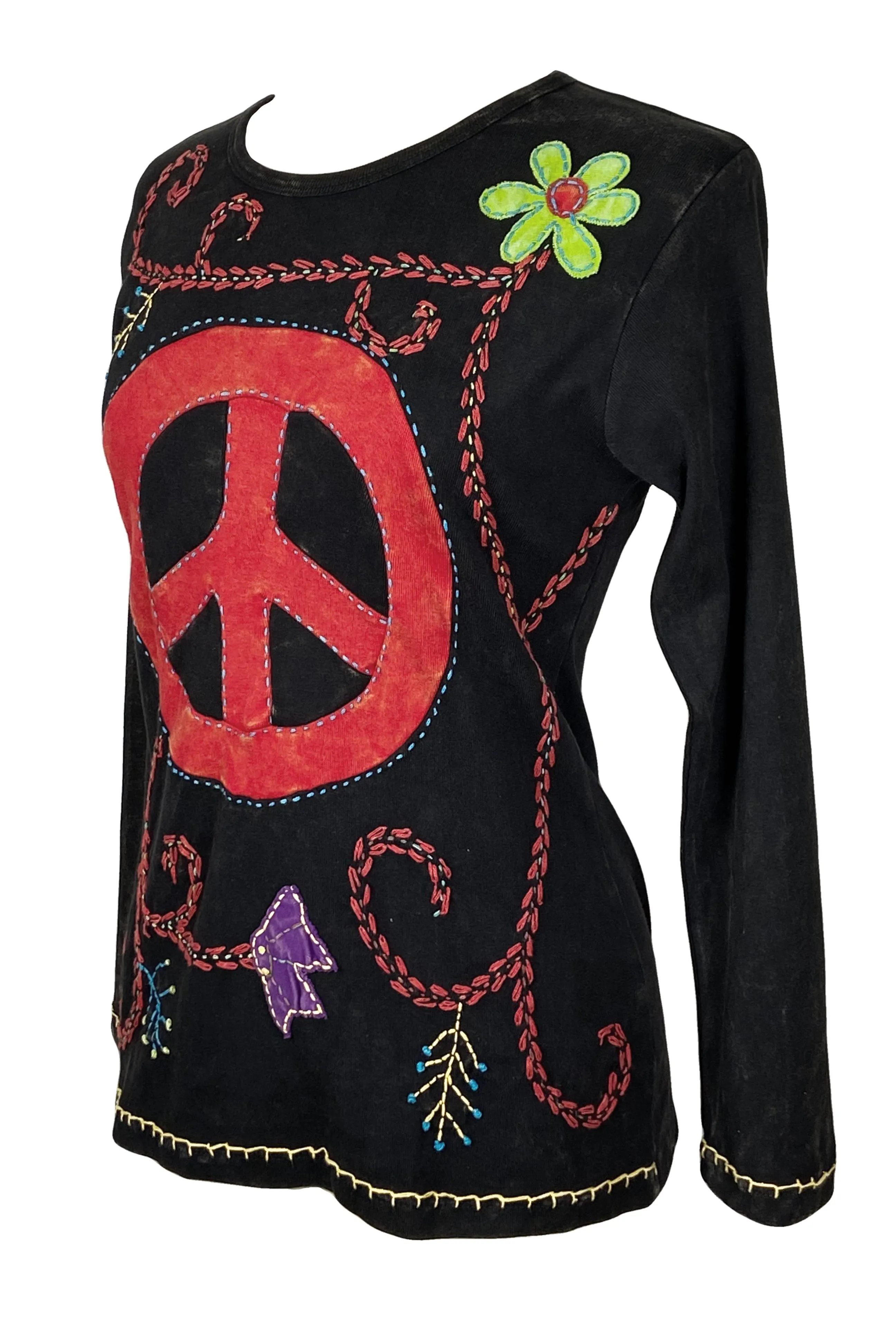 R 265 Bohemian Peace Patch Embroidered Boho Gypsy Blouse