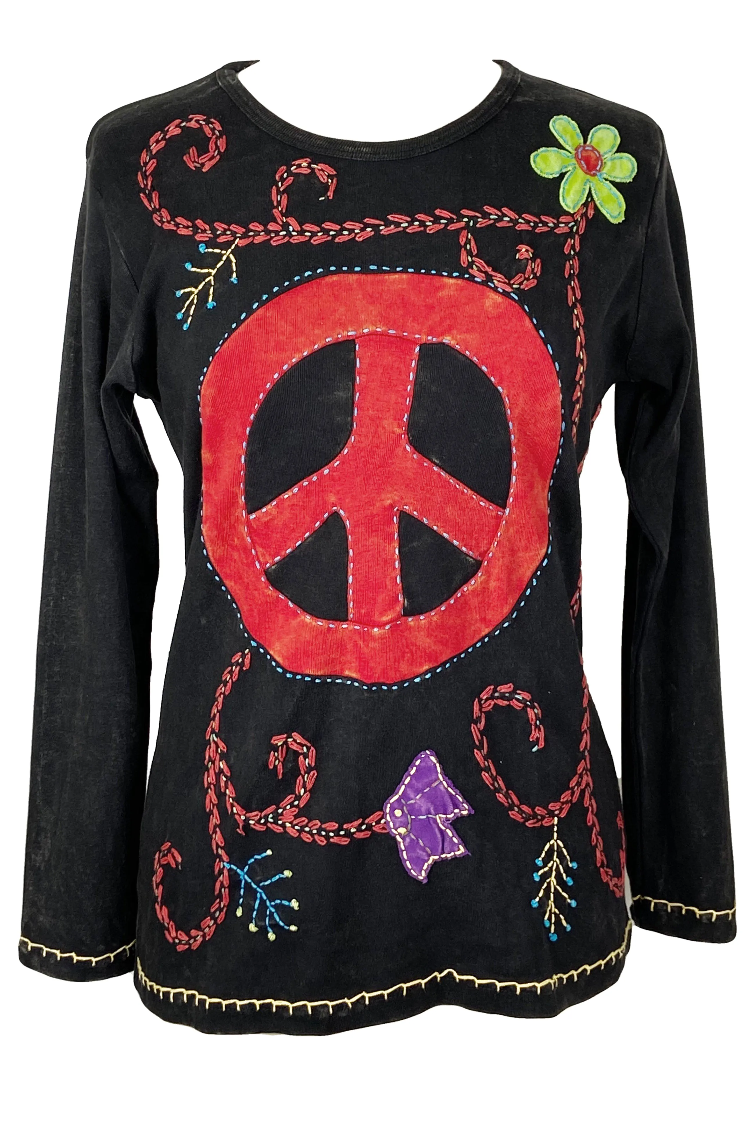 R 265 Bohemian Peace Patch Embroidered Boho Gypsy Blouse