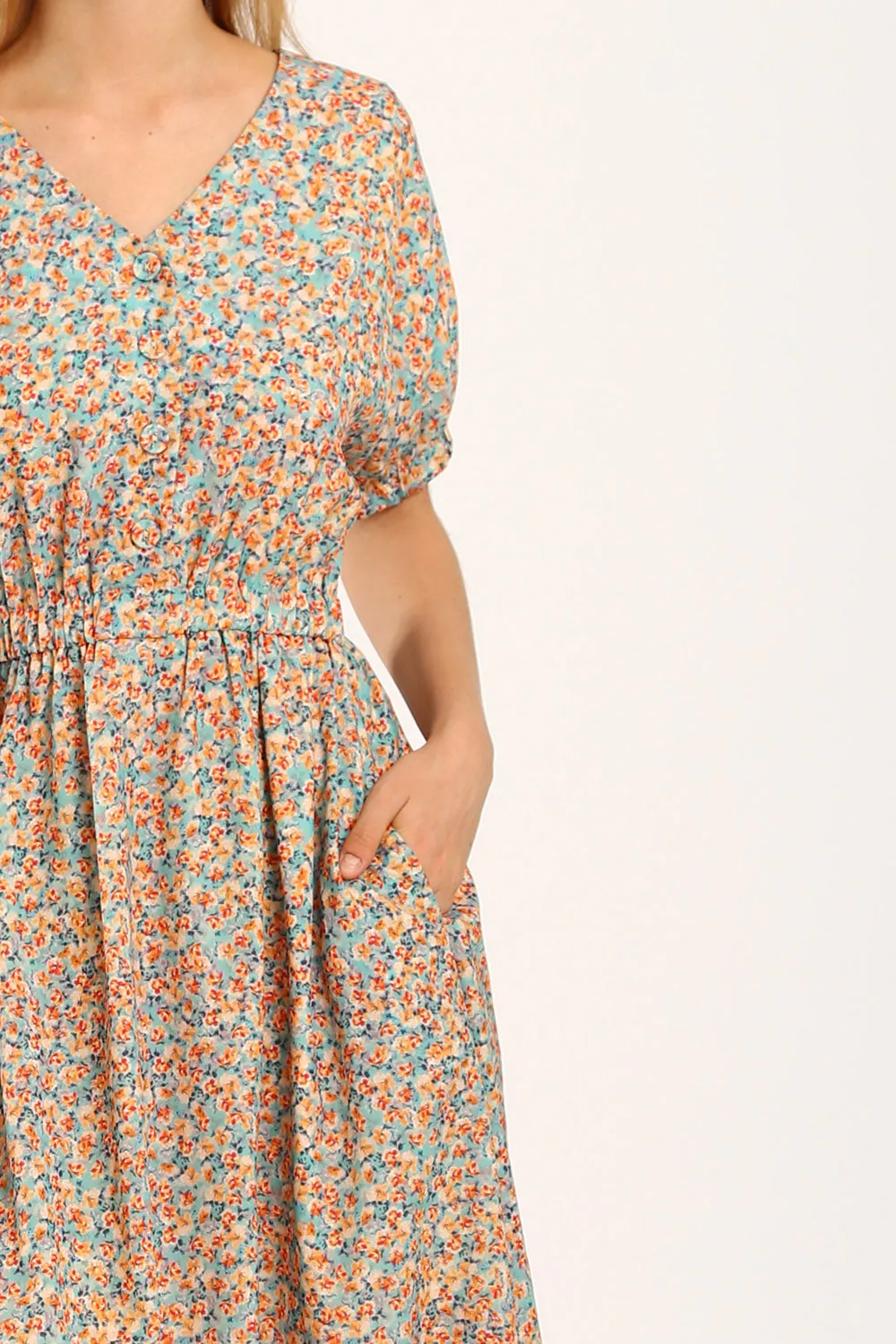 Samantha Midi Dress in Mandarin Floral