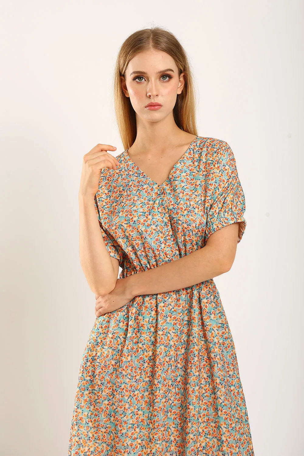 Samantha Midi Dress in Mandarin Floral