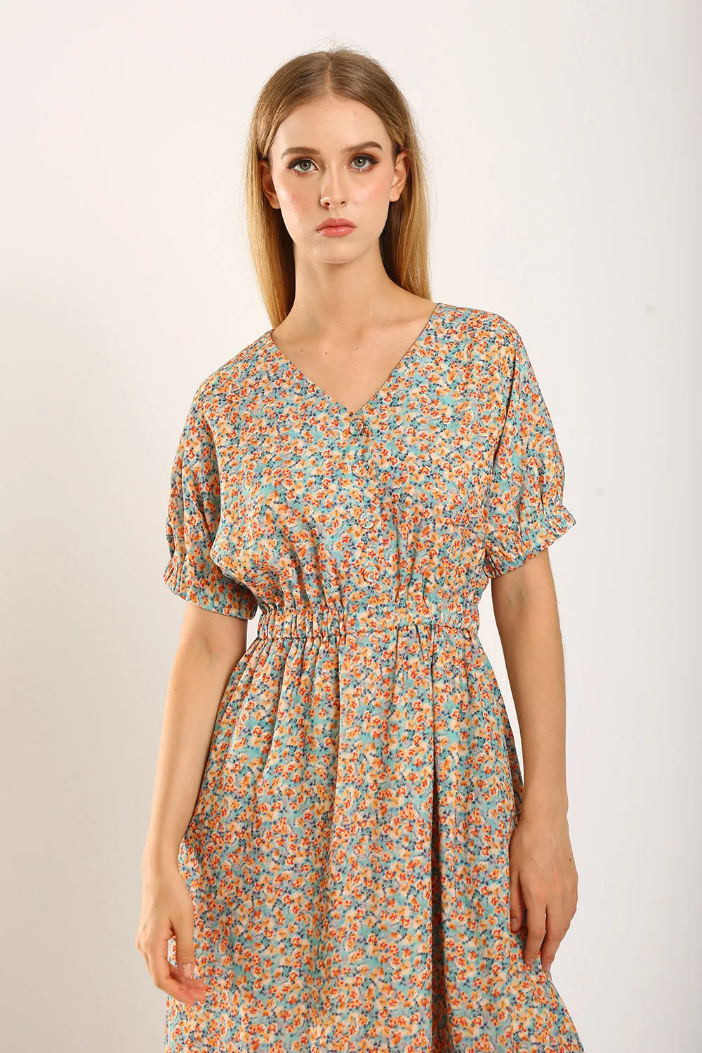 Samantha Midi Dress in Mandarin Floral