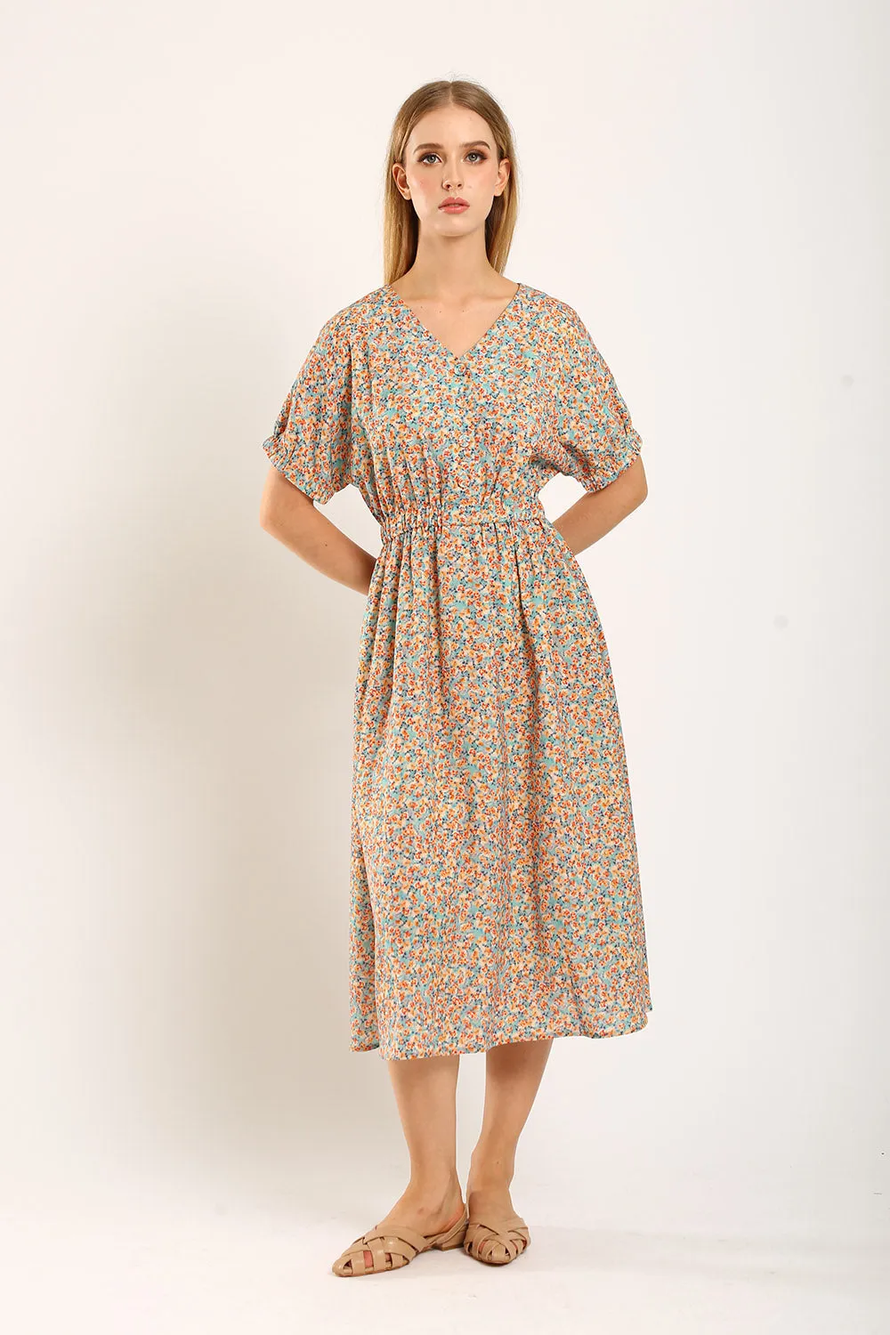 Samantha Midi Dress in Mandarin Floral