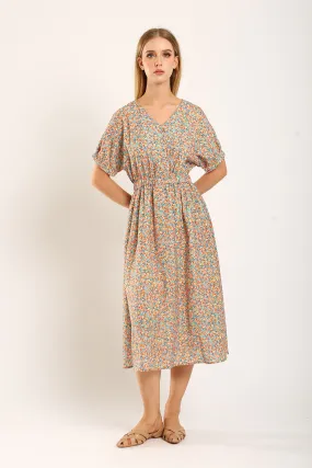 Samantha Midi Dress in Mandarin Floral