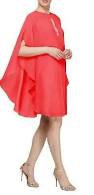 SL Fashions Rhinestone-Embellished Capelet Dress, Size 4